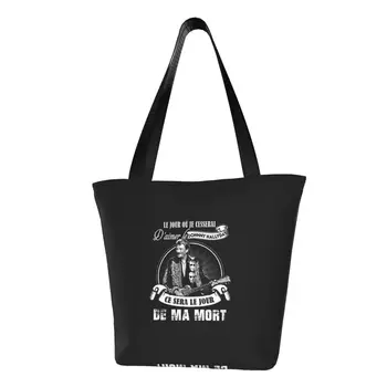 Johnny Hallyday Fransız Şarkıcı alışveriş çantası Kadın Tuval kol çantası Çanta Dayanıklı Ağır Metal Kaya Bakkaliye Alışveriş Çantaları