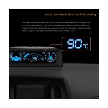 X90 Head Up Display On-kart bilgisayar ekranı OBD2 Araba Hız Göstergesi OBD Göstergesi Eğim Açısı İletki Ekran