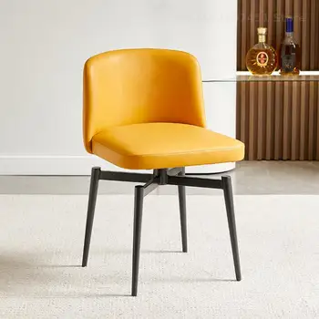Italyan Lüks Tasarımcı Yemek Sandalyesi Ev Modern Minimalist Otel Kahve Dükkanı Tuvalet Masası deri sandalye bar sandalyesi Döner