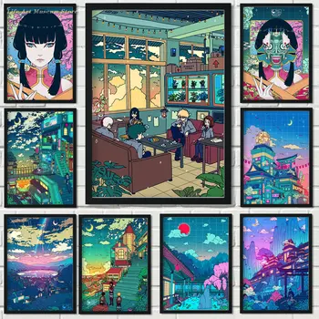 Sıcak Poster Seerlight Anime Posteri Şehir Gece Dekorasyon sanat dekoru Boyama Ev Dekor Kawaii Odası Dekor Tuval Poster