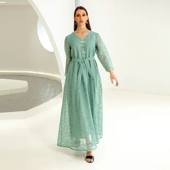 Yeni Moda Örgü Nefes Dört Mevsim Evrensel El Yapımı Boncuklu Lüks Elbiseler Müslüman Kadınlar için Gerçek Çekim Modeli Giysileri