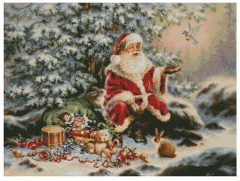 Noel Baba Hediye 16CT 14CT Tuval Baskısız En Kaliteli Çapraz Dikiş Kitleri Nakış Sanat DIY El Yapımı Dikiş Ev Dekor