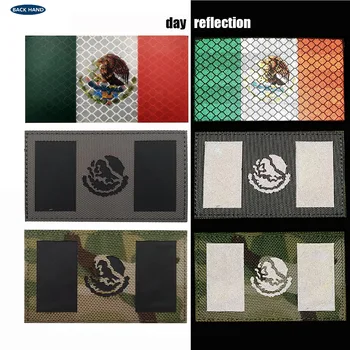 Meksika Bayrağı Yamalar Nakış Rozetleri Amblemi IR Kızılötesi Yansıtıcı askeri 8cm cırt cırt Taktik Ulusal Bayrak devletleri