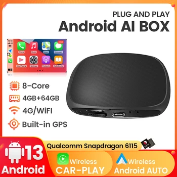 Qualcomm 6115 Android 13 Kablosuz Carplay Android Otomatik Adaptör Mini AI KUTUSU GPS WİFİ BT5. 0 4G LTE 8 Çekirdekli 4+64G YouTube Netflix