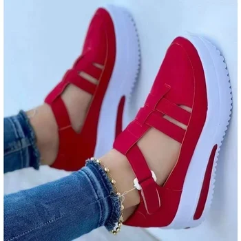 2023 Kadın Ayakkabı Platformu Rahat Nefes Spor Tasarım vulkanize ayakkabı Takozlar Moda Kadın Ayakkabısı